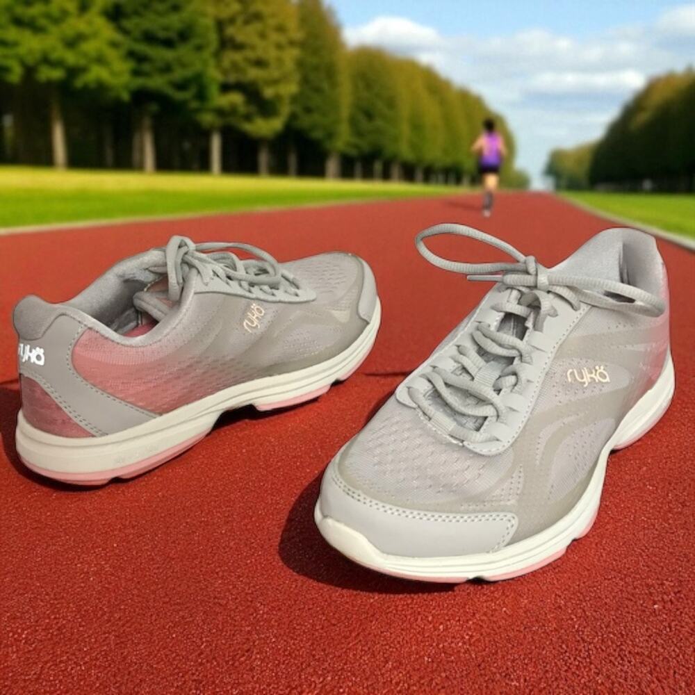 Ryka Women's 6 6M Pink & Gray Ombre Devo Plus 2 Running Walking Athletic Shoes